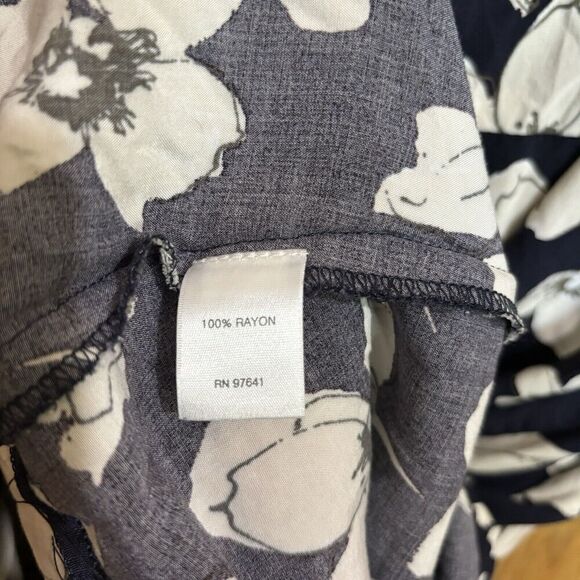 J Jill Shift Dress Womens XL Multicolor Floral Artsy Midi Split Neck - Picture 7 of 8